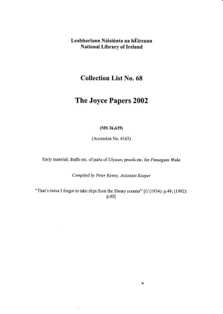 James Joyce Papers - NLI (2002)