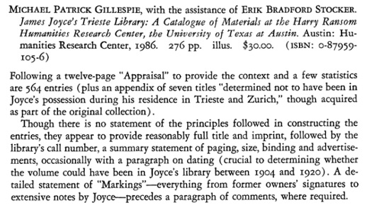 Patrick Gillespie, ed. Joyce's Trieste Library